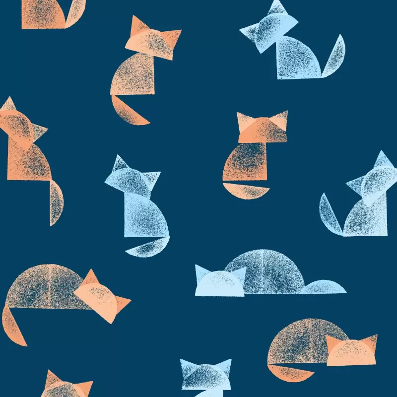 Cats pattern in navy
