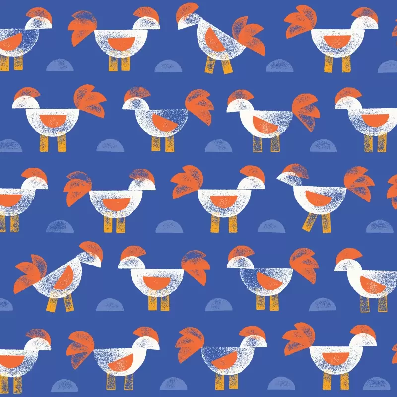Chickens pattern in blue