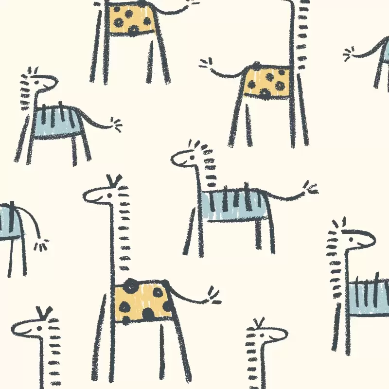Crayon giraffe and zebra pattern in cream