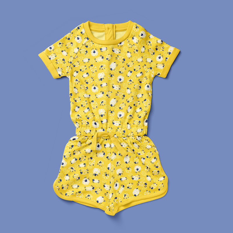 Scribbly sheep yellow playsuit