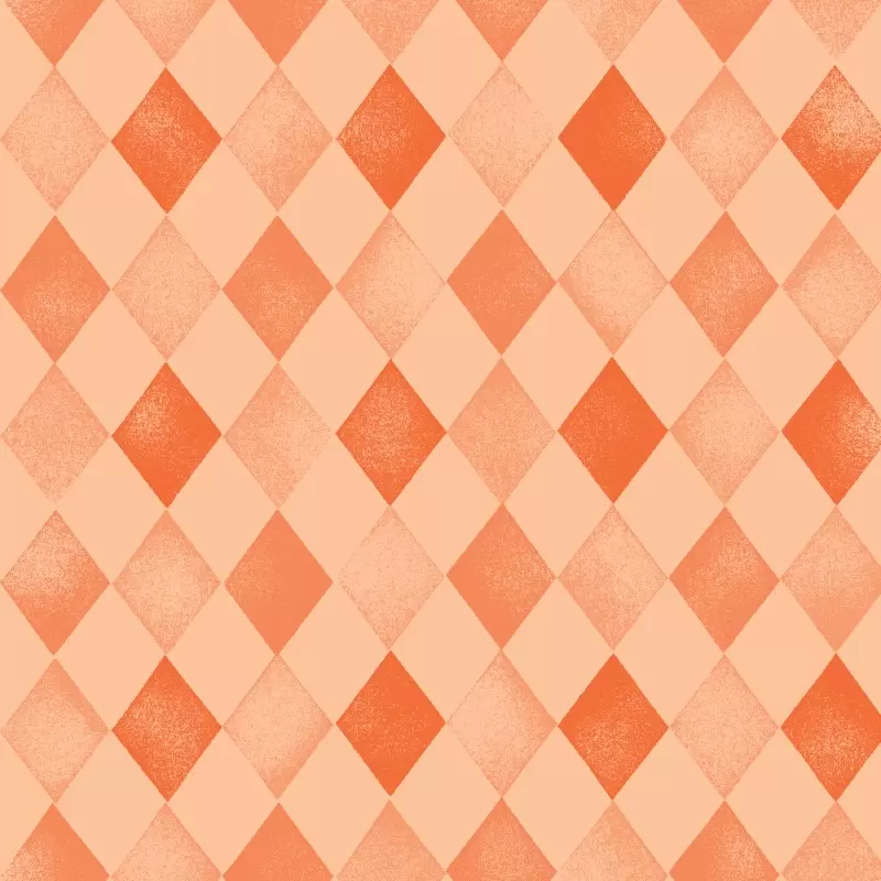 Harlequin pattern in peach