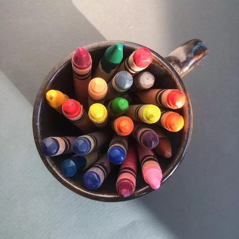 Crayons in a mug