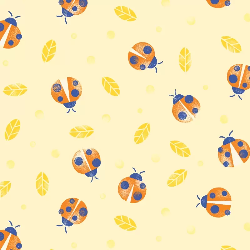 Ladybugs pattern in light yellow
