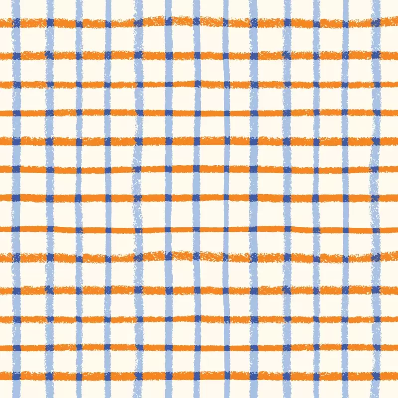 Crayon plaid pattern blue orange and cream