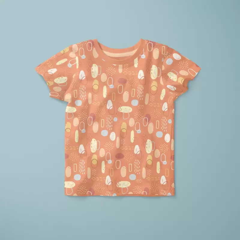 Shapes and lines peach tshirt
