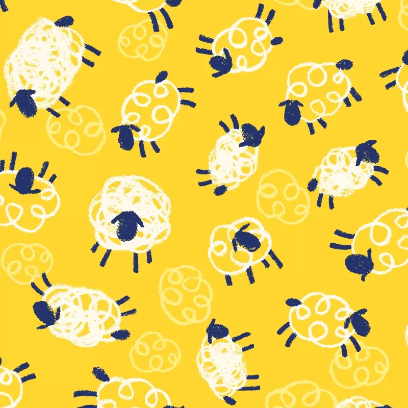 Scribbly sheep pattern in yellow