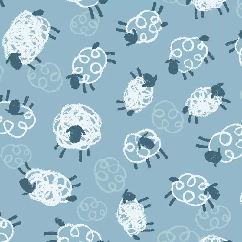 Scribbly sheep pattern in teal
